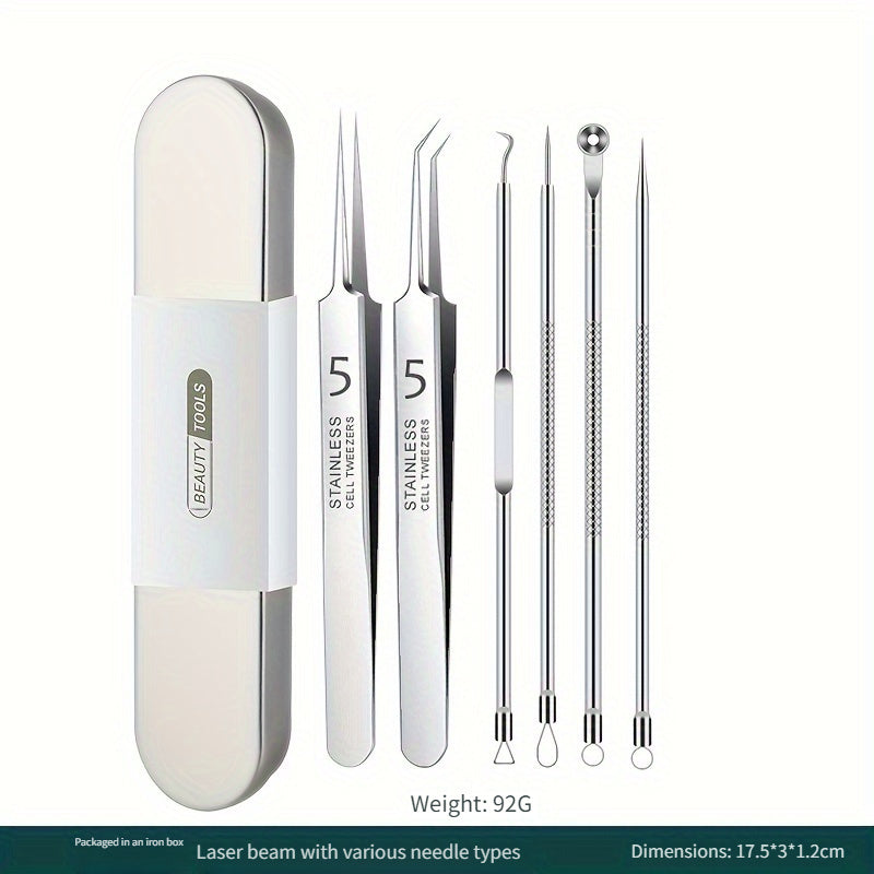 Профессиональный набор для удаления черных точек и прыщей с пинцетами, иглой, всасывающими салфетками