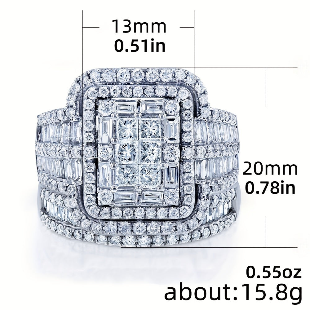 Women's Silver-Plated Rings with Zirconia Stones Retro-Inspired Jewelry