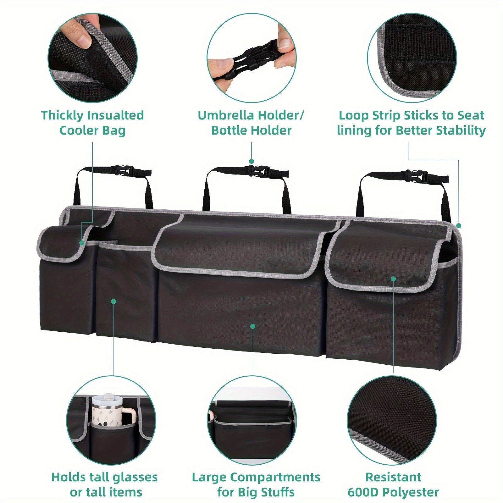 Car Trunk Organizer Waterproof Foldable Cargo Bag with Pockets for Vehicles