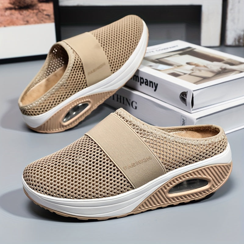 Ayollar uchun nafas oluvchi mesh slip-on platform sport poyabzali, kundalik va barcha mavsum uchun oyoq kiyim