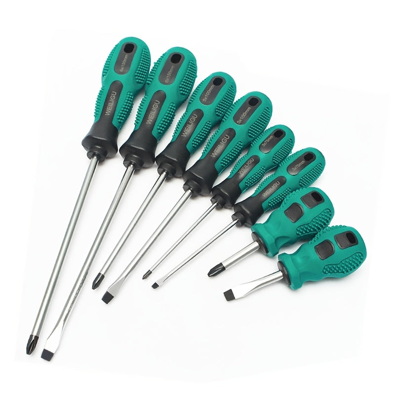 Magnetic Slotted Flat Head and Phillips Screwdriver Set, Non-Slip, 3-4 Inch