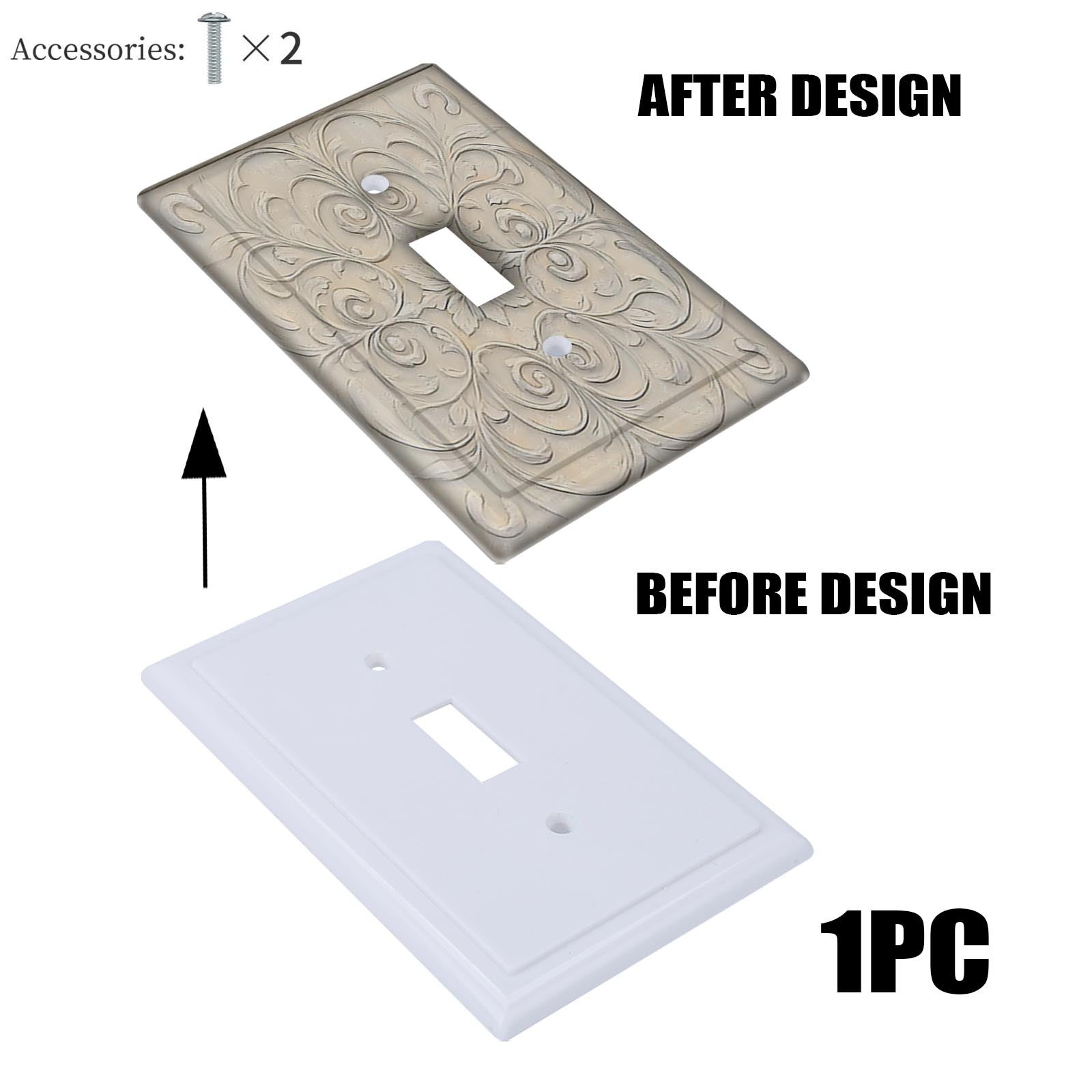 Art Deco Wall Plate Cover for Kitchen and Home Office French Pattern Chic Durable Reusable Easy to Install