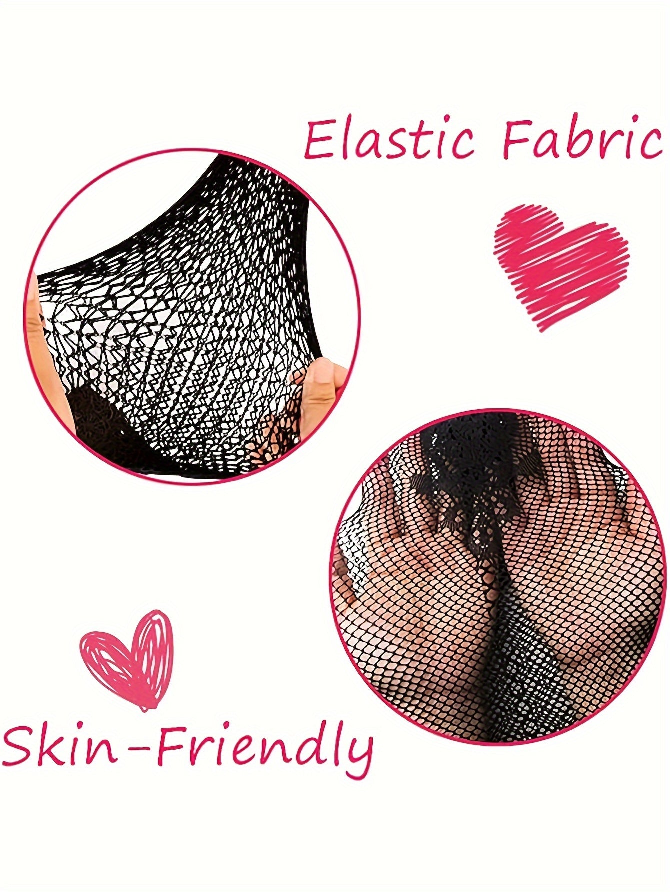 Women's Colorful Jacquard Fishnet Bodystocking with Free Lingerie and Underwear