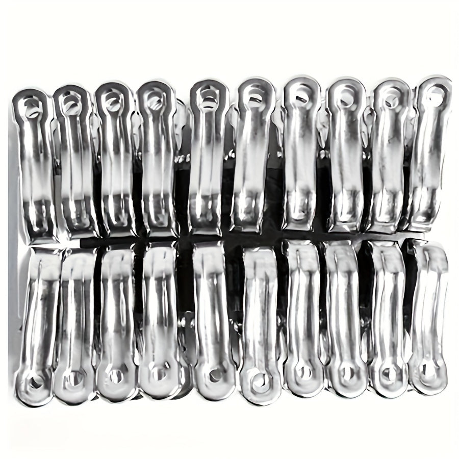 Juego de 20 pinzas de ropa de acero inoxidable clips de metal fuertes para lavandería toallas ropa de cama