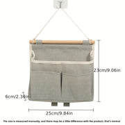Wall-Mounted Ramie Cotton Hanging Bag for Kitchen Bathroom Closet Storage