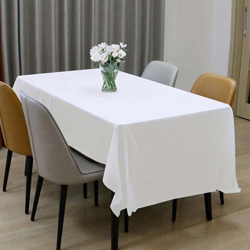 Solid Color Disposable PE Tablecloth 137cm x 188cm for Parties Weddings Indoor Outdoor