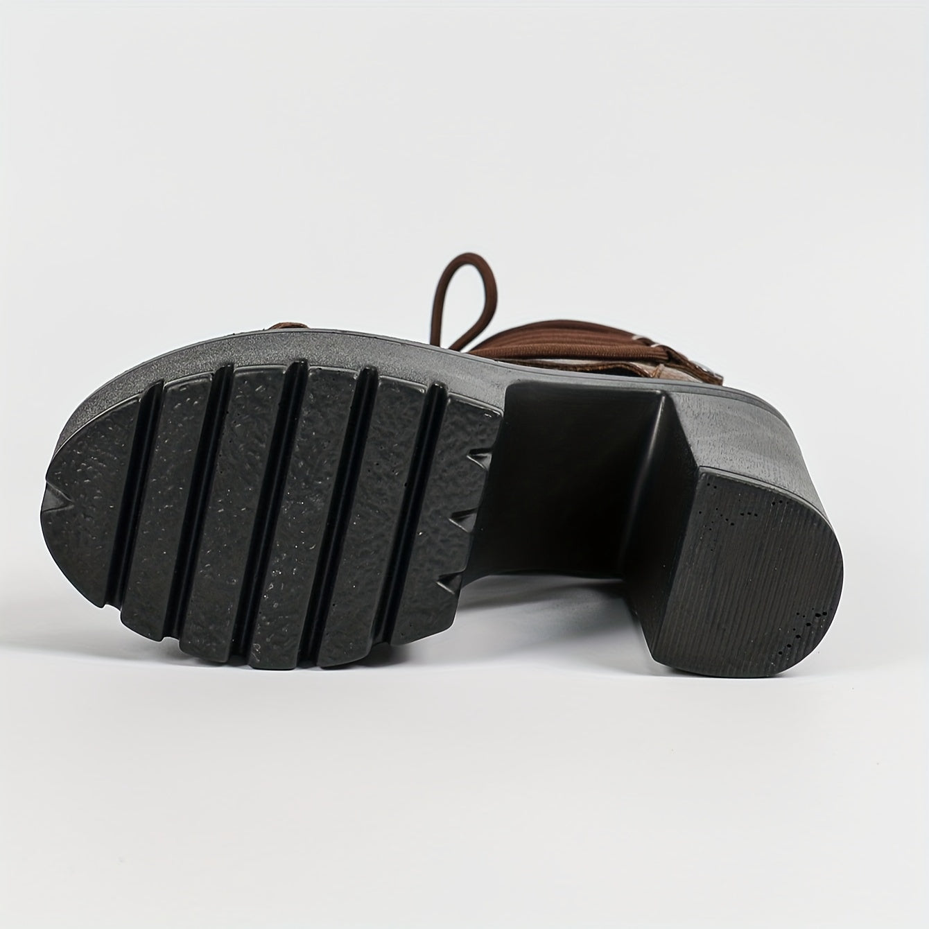 Women's Retro Open Toe Ankle Booties Microfiber Lace-Up Block Heels