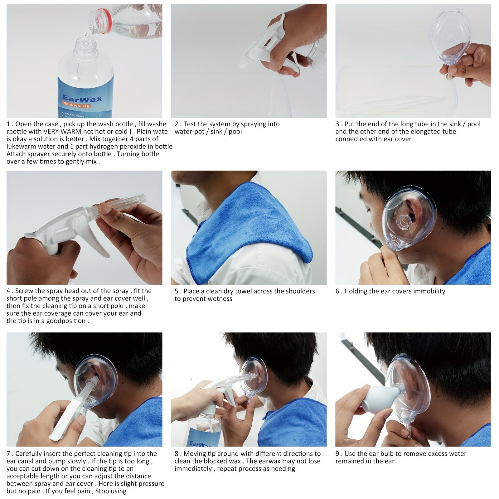 Ear Wax Removal Kit with Reusable Silicone Ear Cleaner and Wash Bottle for Adults