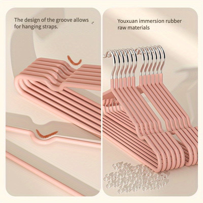 10pcs Stainless Steel Clothes Hangers Non-Slip Durable Thick Core for Adults and Children