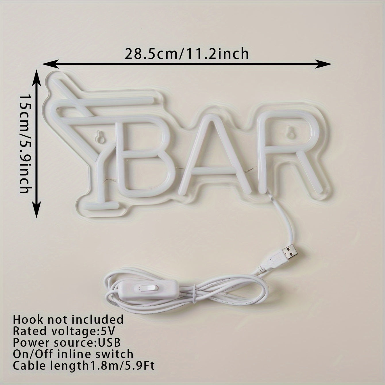 USB-Powered LED Neon Light Bar for Room Decor and Wall Art