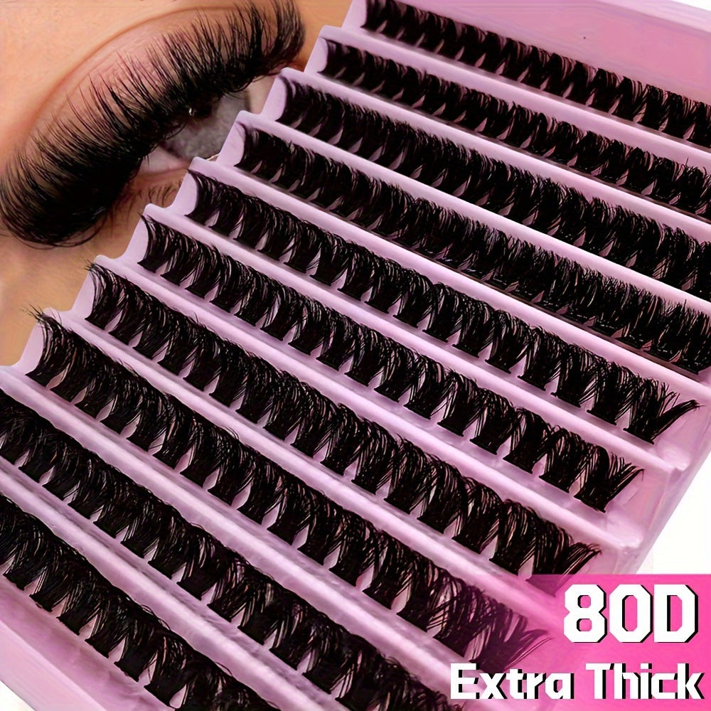 Eyelash Extension Kit 200 Pcs Natural Sticky Clusters for Self Application
