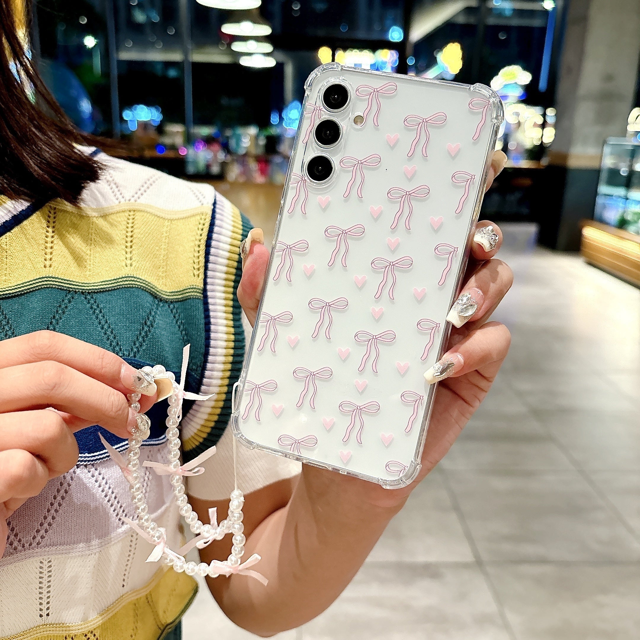 Funda pequeña de TPU para teléfono con cuerda colgante de pulsera con lazo para Samsung Galaxy A14 A34 A54 A15 A35 A25 A05 A05s A06 A16 S23fe S24fe A24