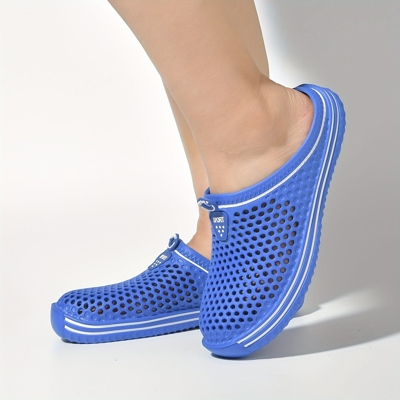 Women's Black and Red EVA Clogs: Breathable Garden Shoes with Adjustable Strap