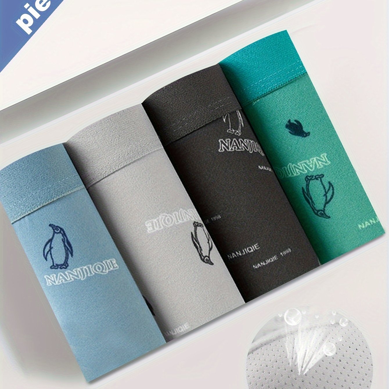 Men's Boxer Briefs 4-Pack Polyester Stretch Fabric Mid-Thigh Random Print