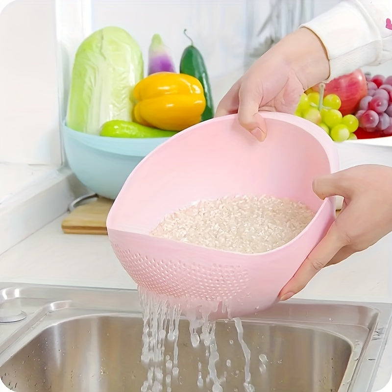 Plastic Rice Washing Bowl with Strainer for Small Grains and Kitchen Gadgets