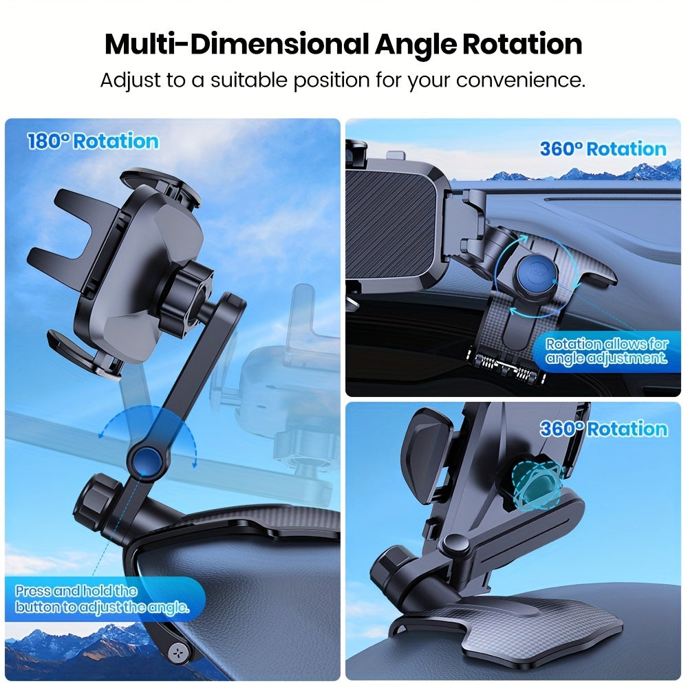 Universal Car Phone Mount ABS Anti-Slip Dashboard Holder 360° Adjustable
