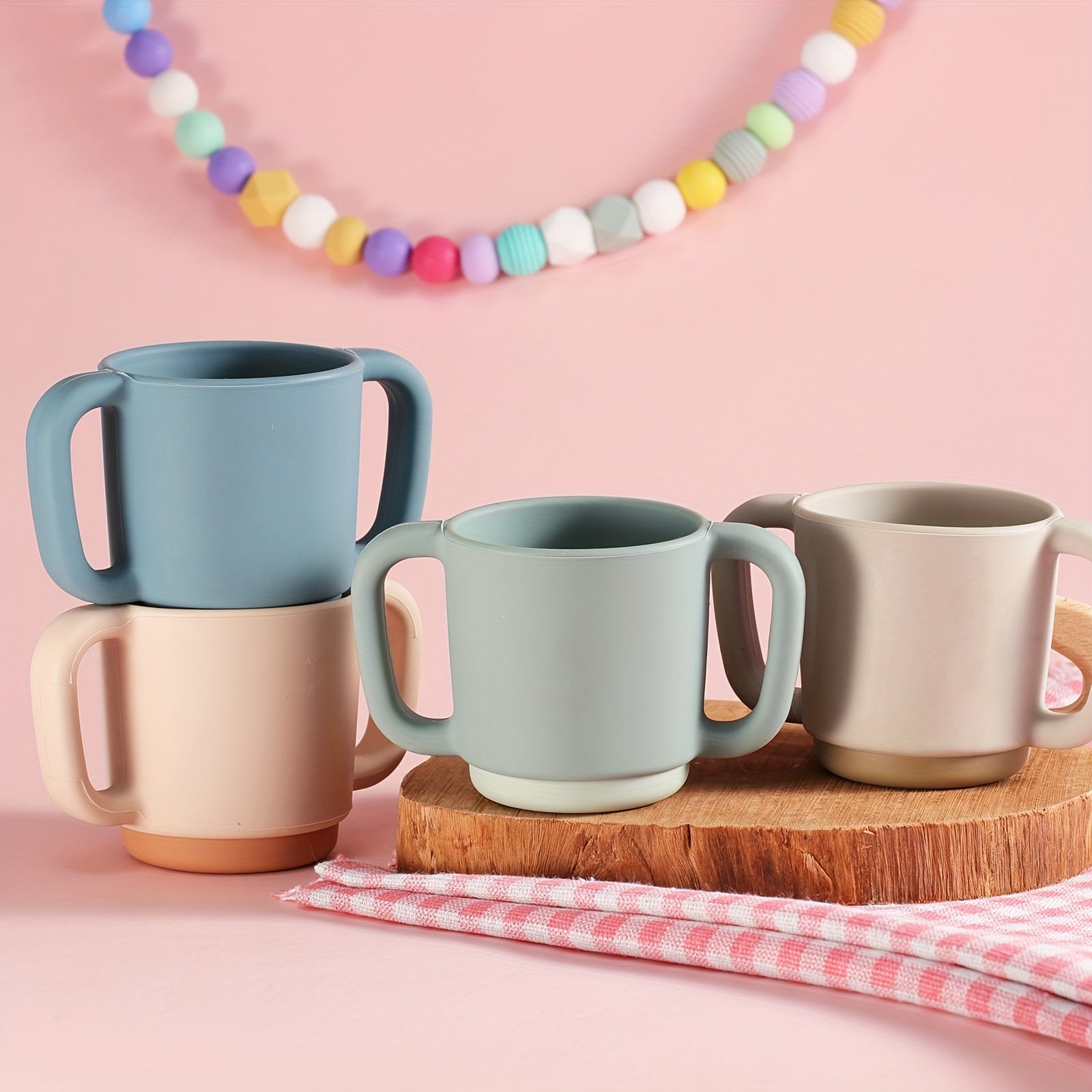 Children's Silicone Learning Cup with Handles BPA-Free Food-Grade for Baby Water