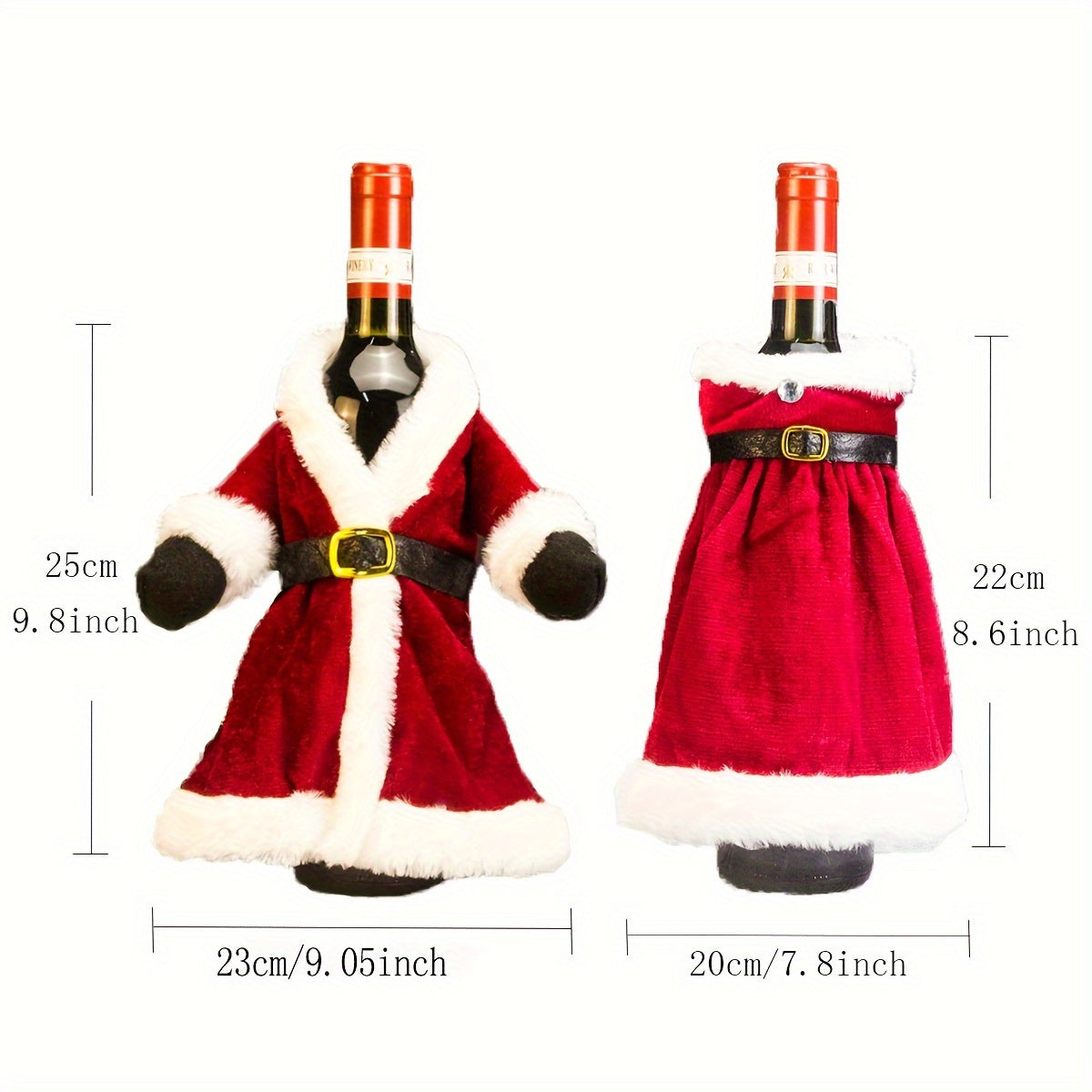 Christmas Holiday Decor Set with Gold Velvet Wine Bottle Cover and Plush Wine Bag