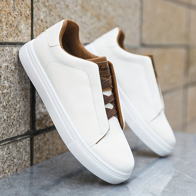 Men's All-Season Casual Shoes PU Low Top Round Toe Slip-On Durable Stylish