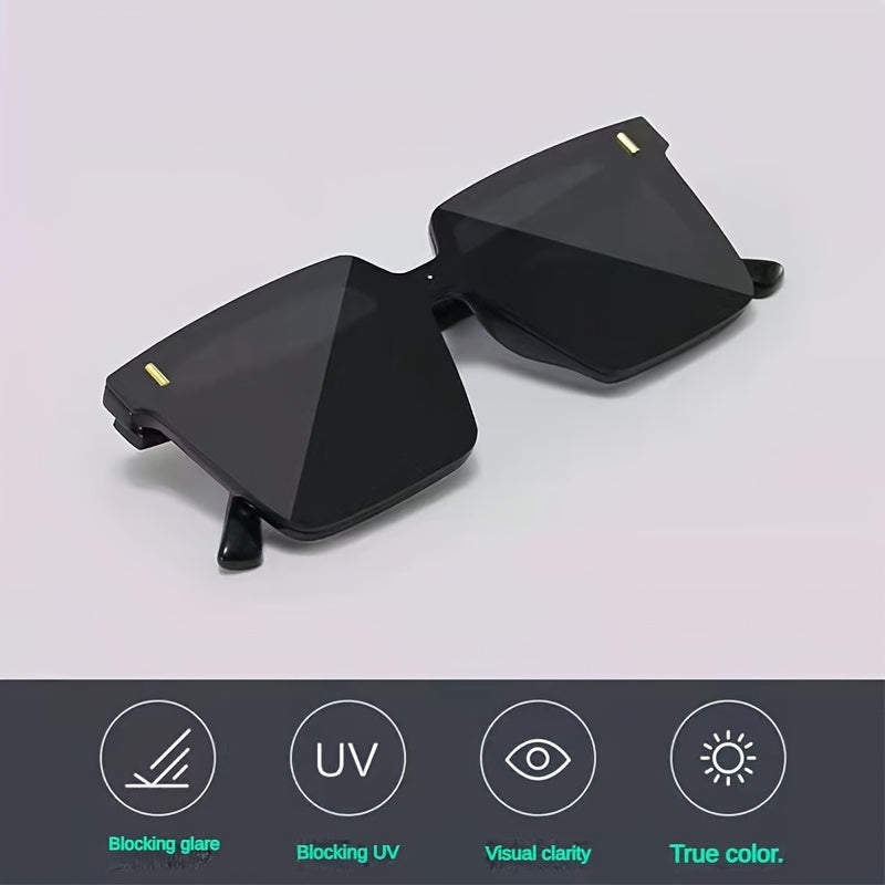 Men's Oversized Square Frame Glasses Durable PC Fashion Eyewear for Daily Wear Driving Travel