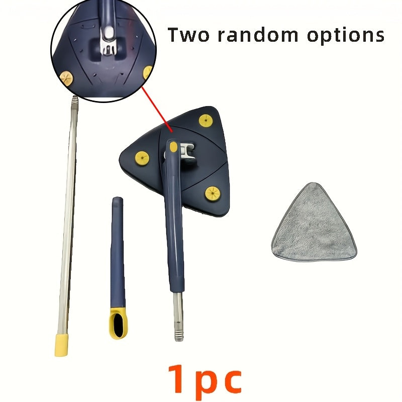 Triangle Spin Mop with Built-In Scraper Compact Blue Yellow Ergonomic