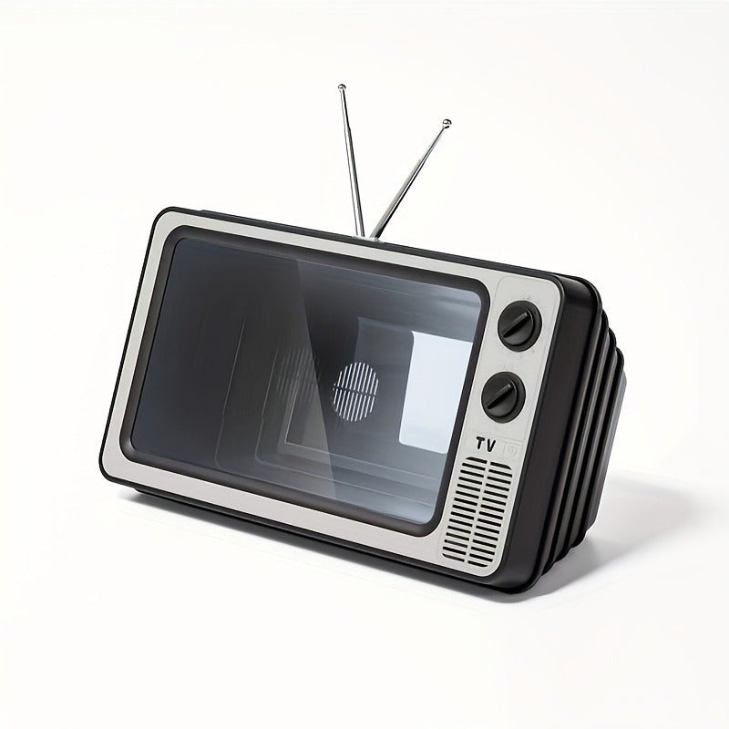 Retro TV-Shaped Smartphone Screen Magnifier with Plastic Tilt Mount and Stand