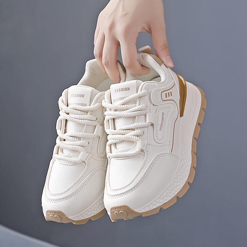 Women's Casual Sports Shoes Thick Sole Lace-up Outdoor Athletic Footwear