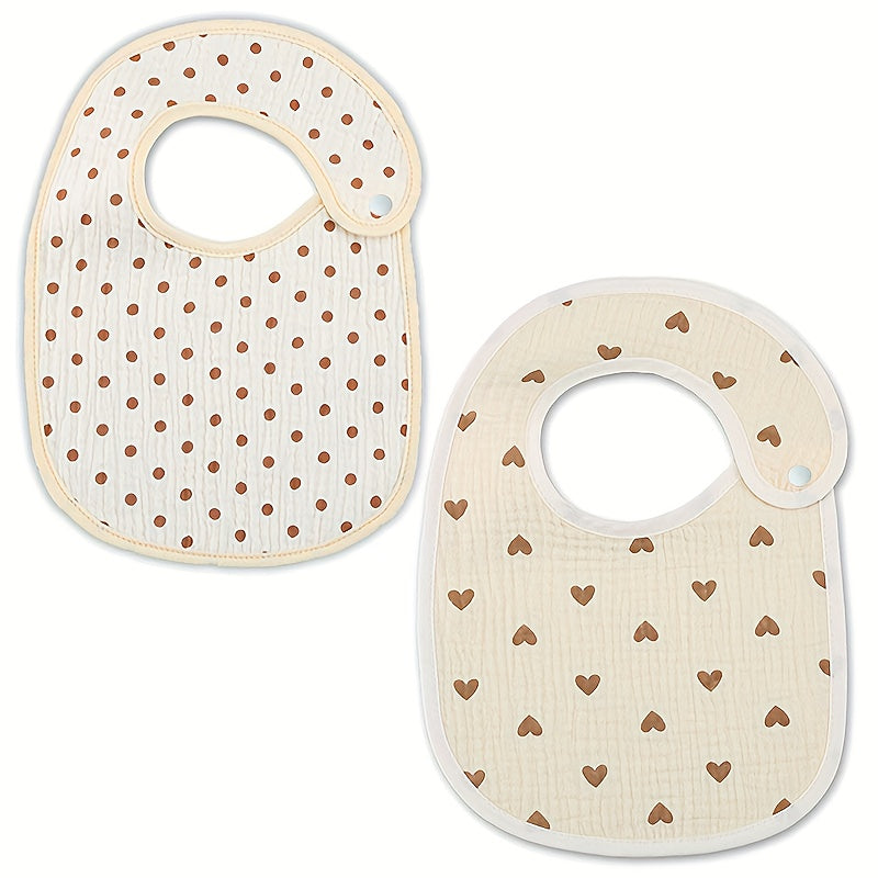 Paquete de 2 baberos en forma de U para bebés, para niños y niñas, de algodón, para dentición y comidas