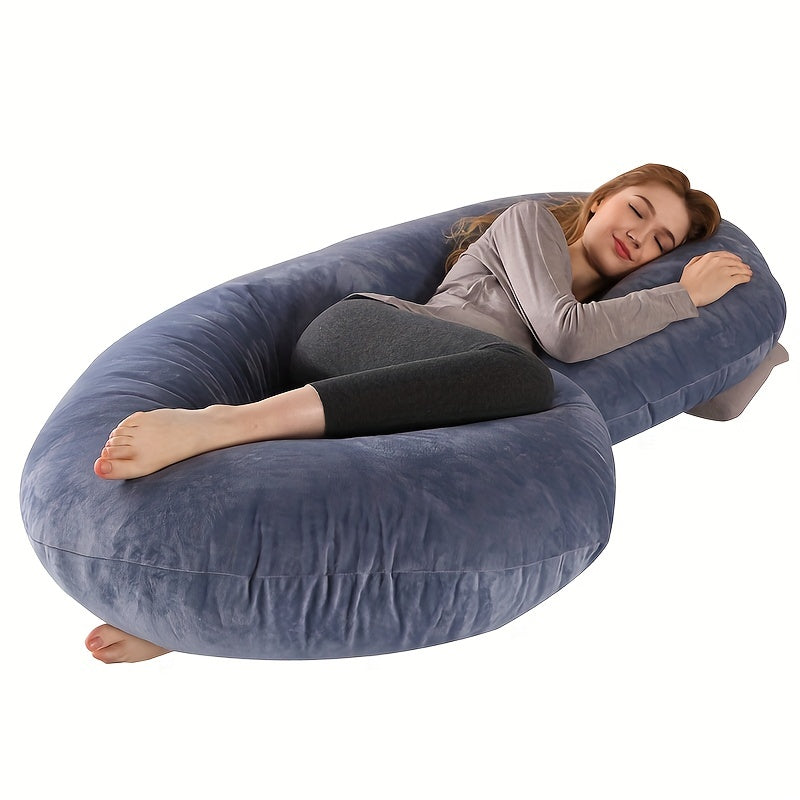 Maternity Pillow Crystal Velvet C-Shaped Pregnancy Pillow with Cooling Cover and Washable Waist Support