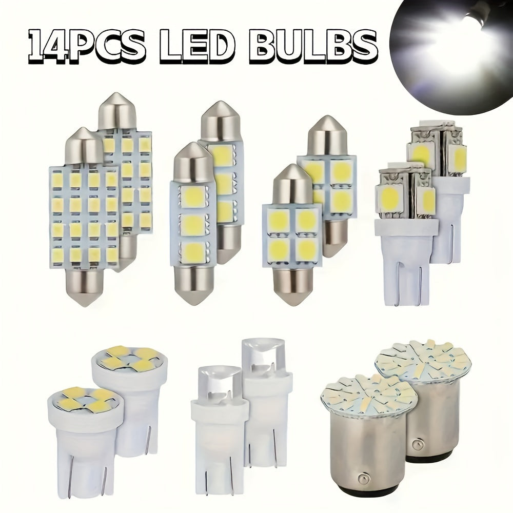 14pcs Car LED Interior Light Set T10 Dual Pointed Non-Battery