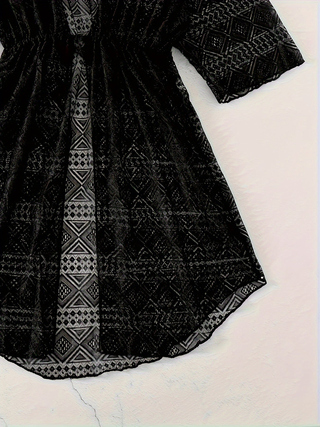 Women's Plus Size Beach Cover Up Geometric Pattern V-Neck Half Sleeve Polyester