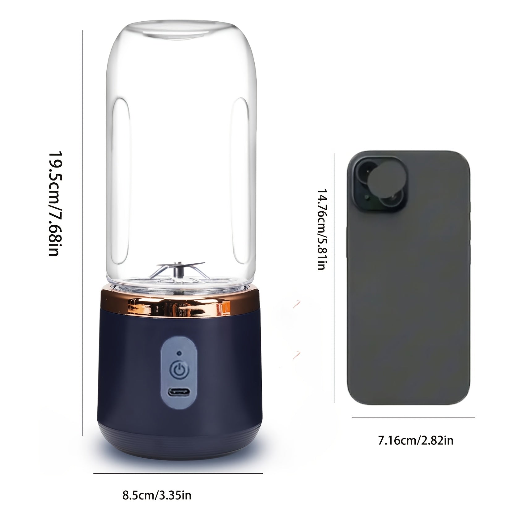 Portable USB Rechargeable Juicing Blender 400ml with 6-Blade Travel Cup