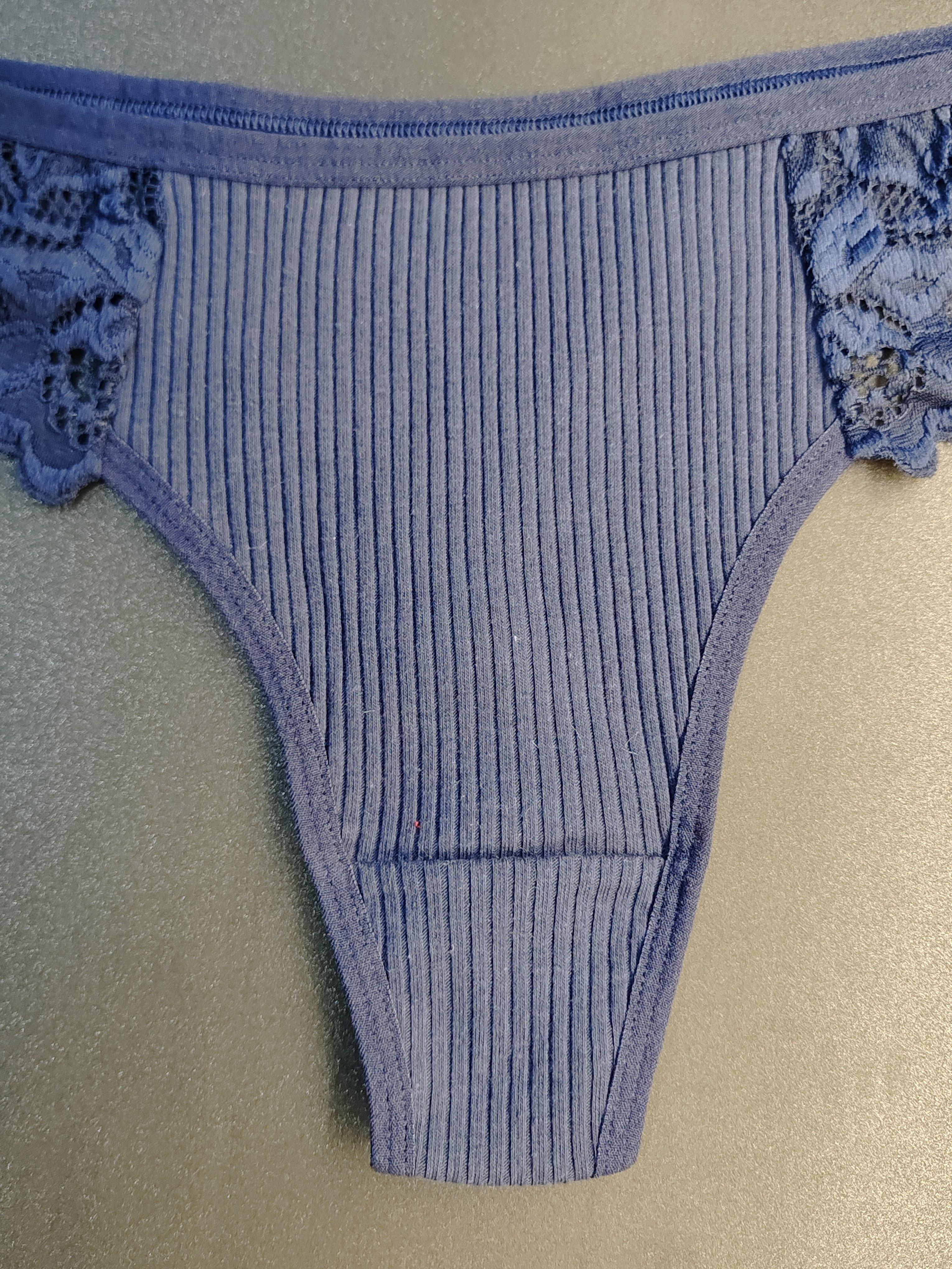 Women's Lace Ribbed Low-Rise Thongs Sexy Lingerie
