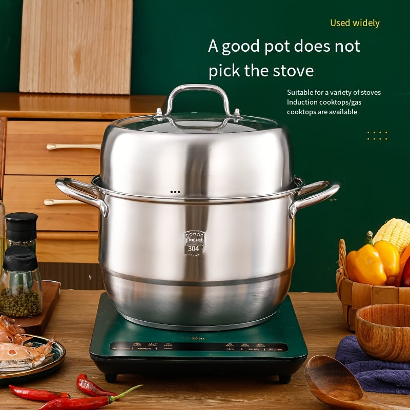 Stainless Steel Multi-Layer Steamer Set 2 or 3 Layers Induction Gas Stove Compatible
