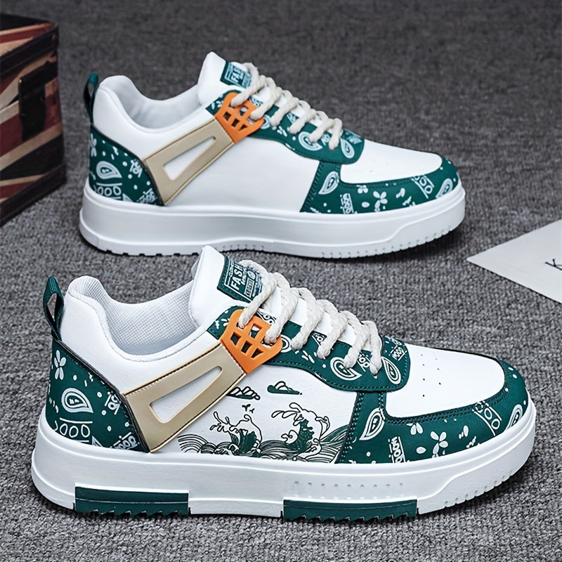 Men's Casual Skate Sneakers Fabric Upper PVC Sole All-Season Slip-Resistant Durable