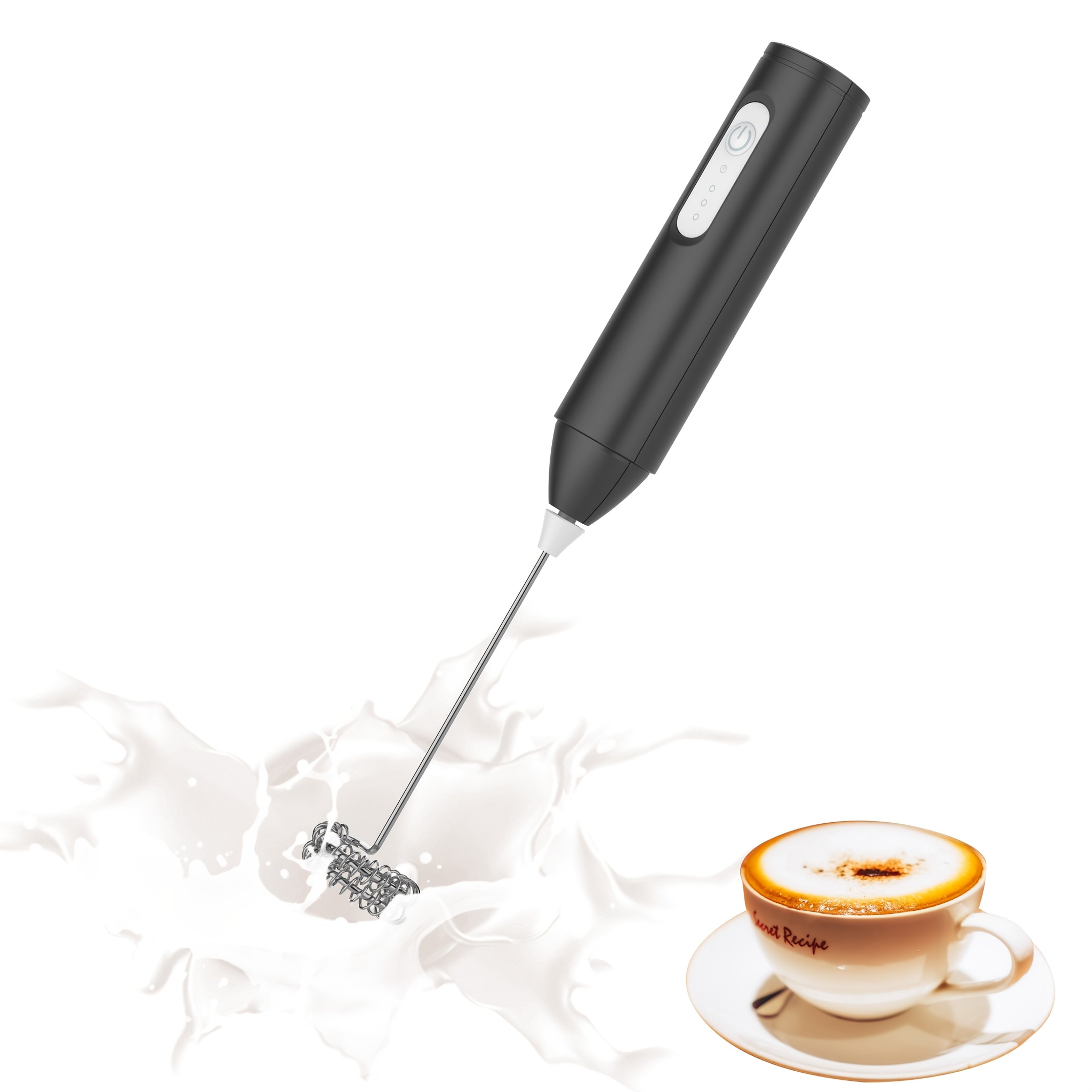Handheld USB Rechargeable Milk Frother Stainless Steel Foam Maker for Coffee Latte