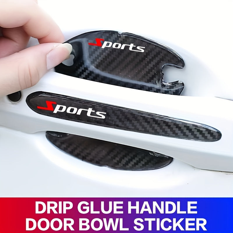 Car Door Handle Protector Stickers Carbon Fiber Pattern Scratch-Resistant Film