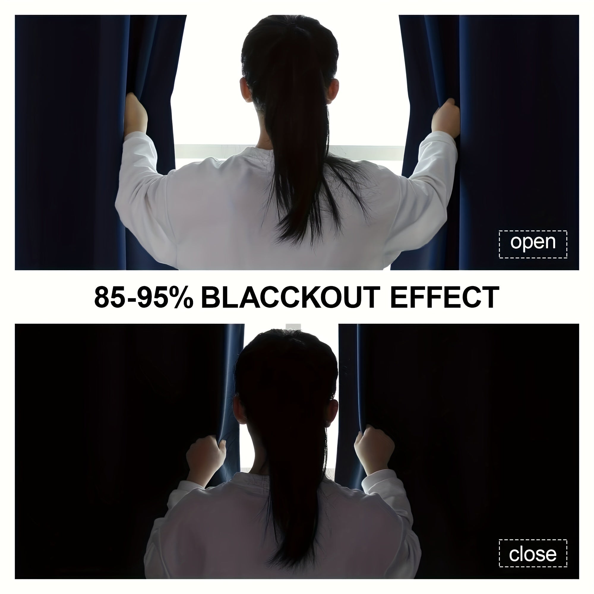 Набор из 2 штор Navy Blue Blackout с изоляцией, блокировкой УФ, устойчивых к выцветанию, с карманом для штанги