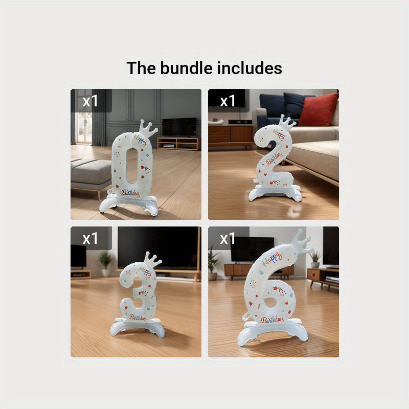 White 32-Inch Crown Number Balloon with Colorful Designs for Birthday Party