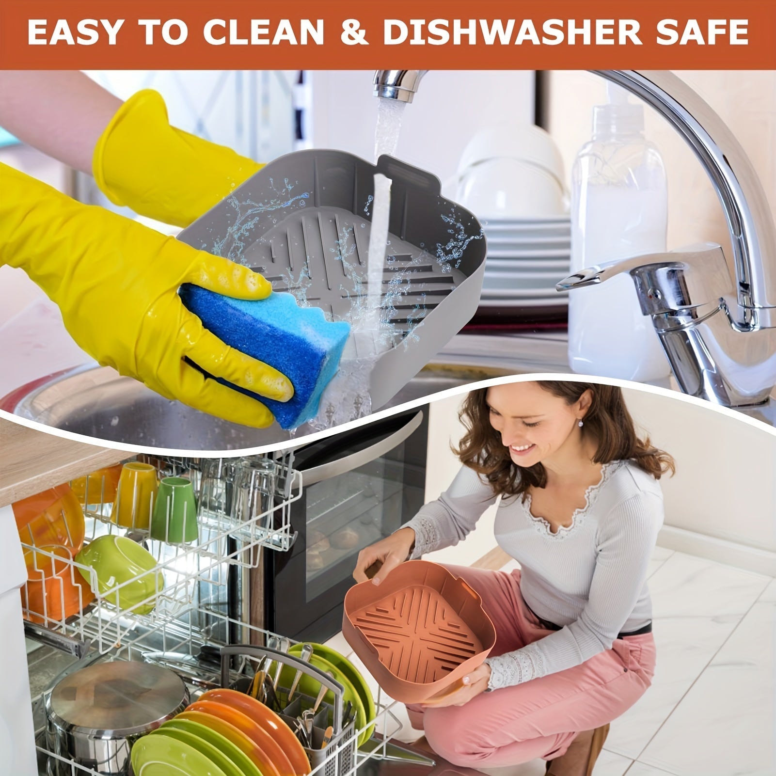 Juego de accesorios de silicona para cocina para hornear y cocinar, bandejas de hornear antiadherentes reutilizables para freidora de aire