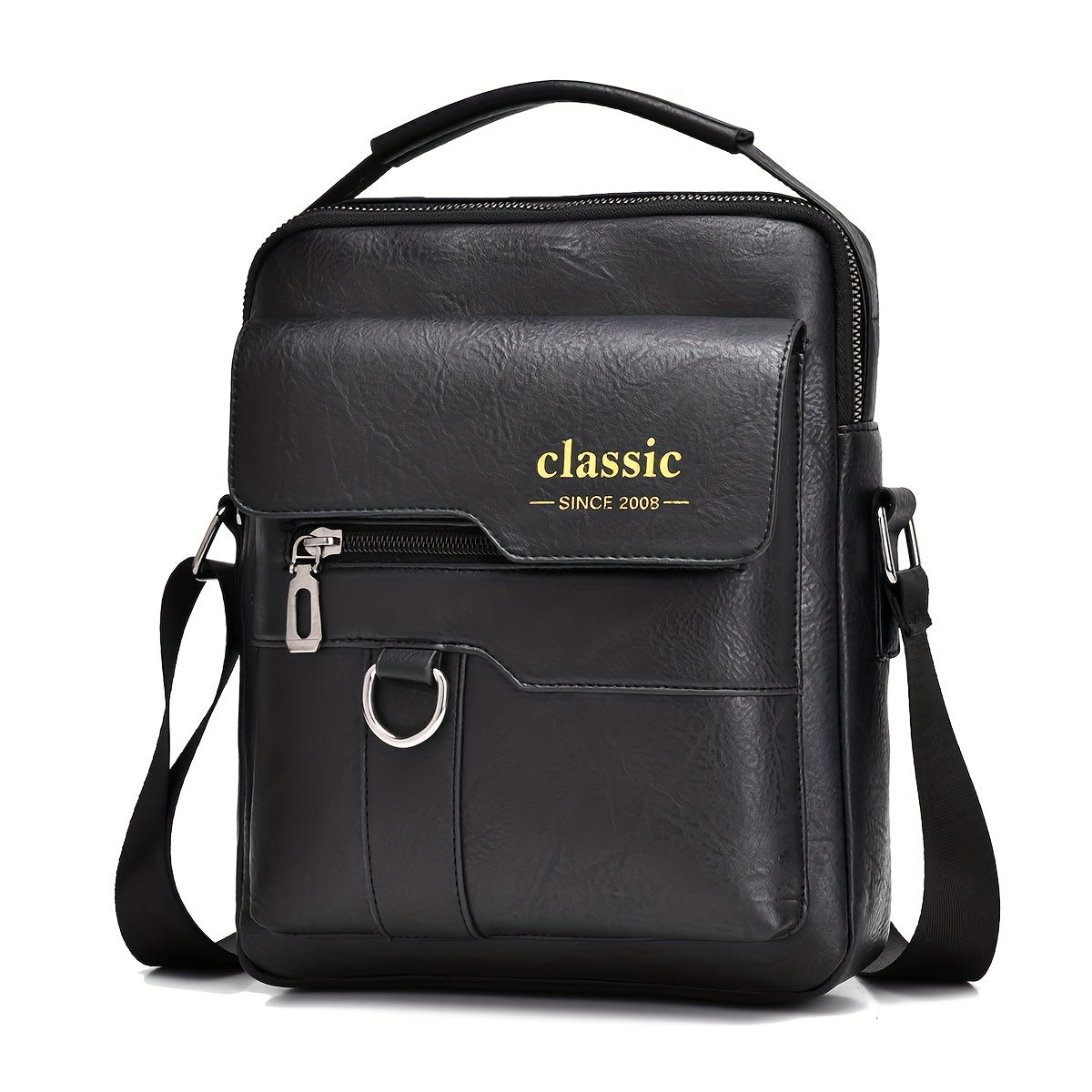 Men's Water-Resistant PU Crossbody Bag with Large Capacity Vintage Vertical Business Casual Style