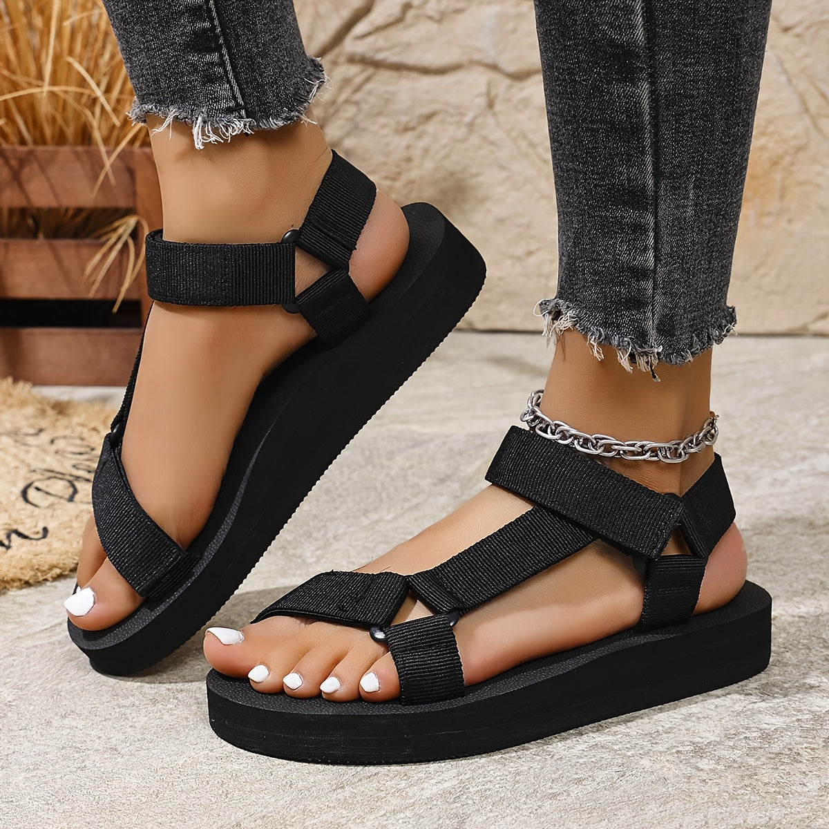 Women's Adjustable Lace-up Sandals Soft Non-slip Hiking Casual Wedges