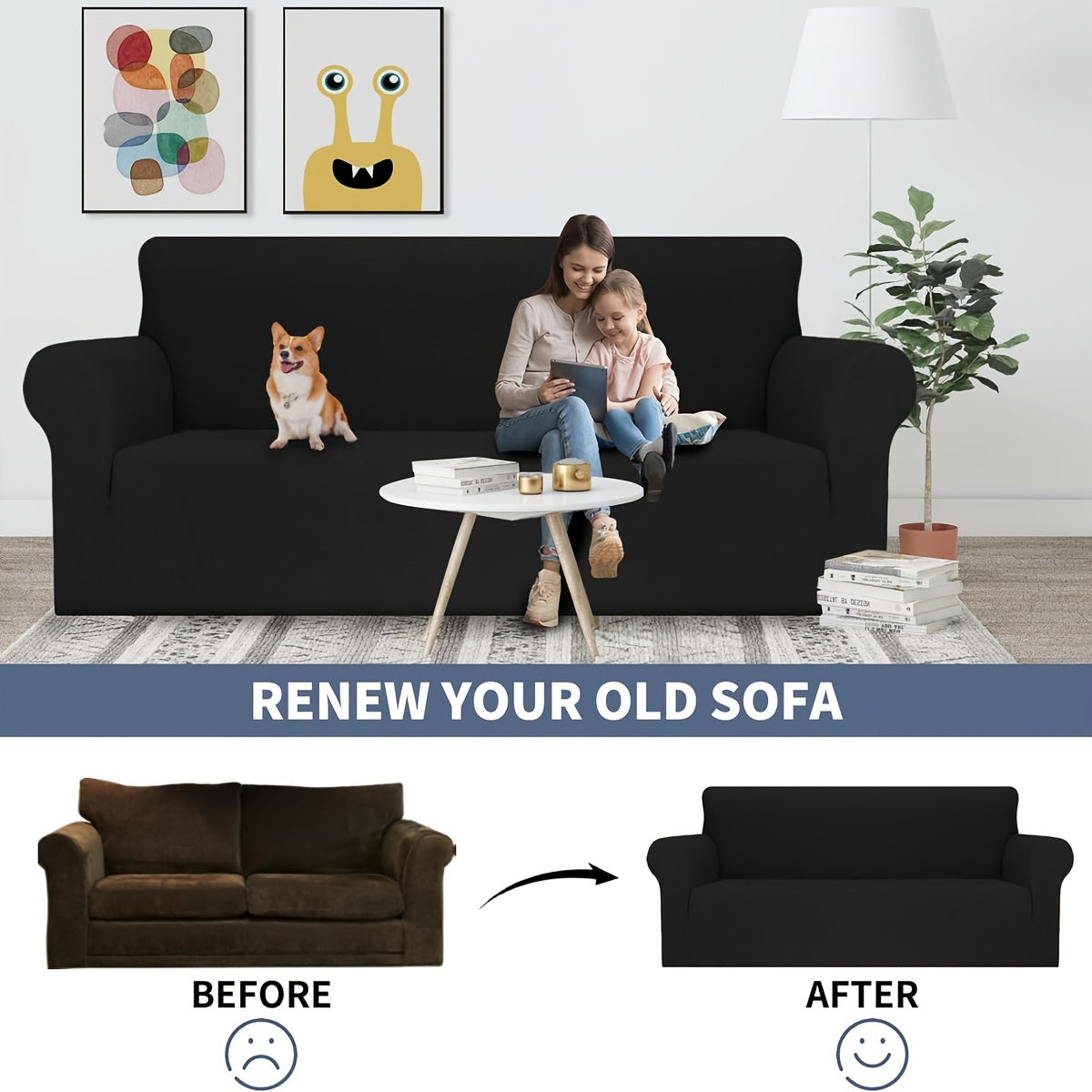 Changdan to'liq himoya uchun turli o'lchamlarda suv o'tkazmaydigan va elastik divan qoplamalari, uyda hayvonlar va bolalar bo'lgan oilalar uchun mos.