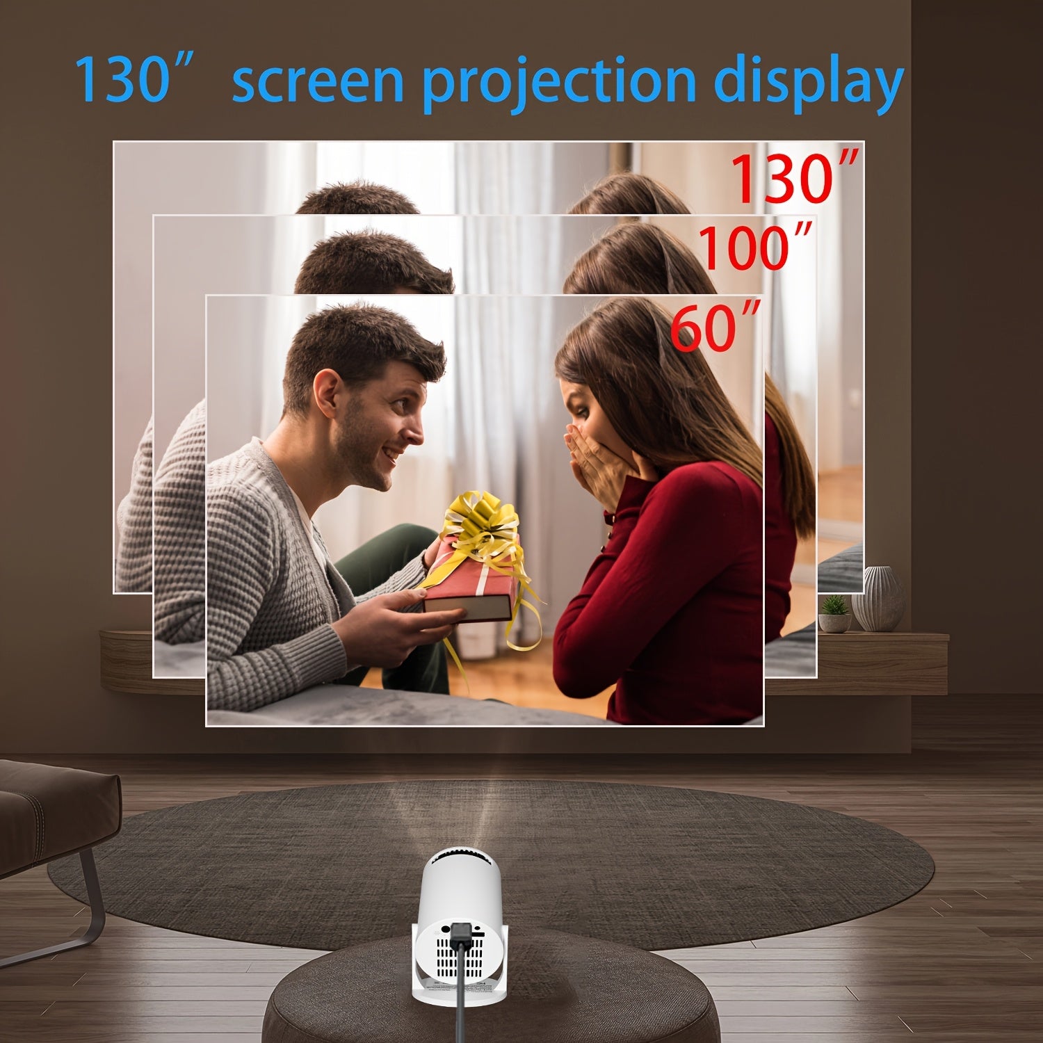 Мини портативный HD-проектор 1080P с вращением на 180° для домашнего кинотеатра