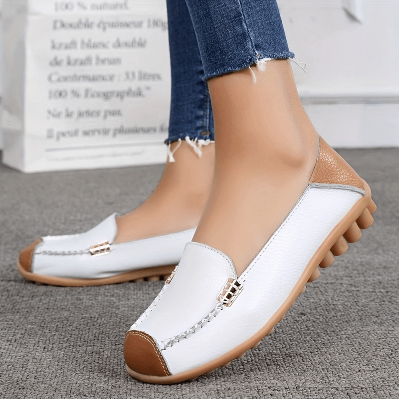 Women's Slip-On Flats, Colorblock Lightweight Non-Slip Walking Shoes