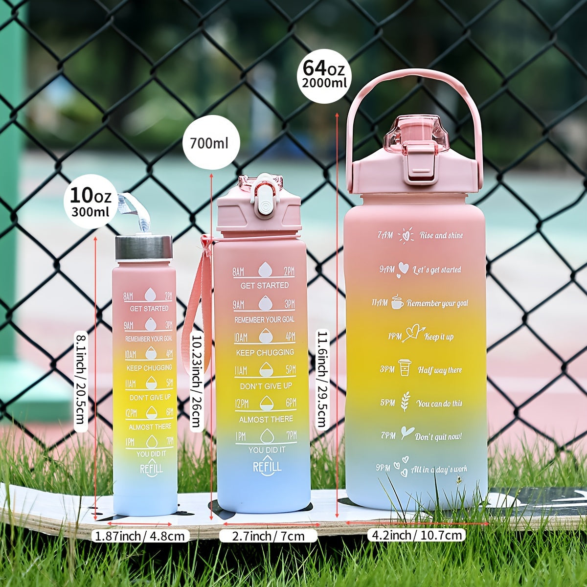 Botella de agua de color degradado ligera con pajita, gran capacidad, libre de BPA para senderismo y camping