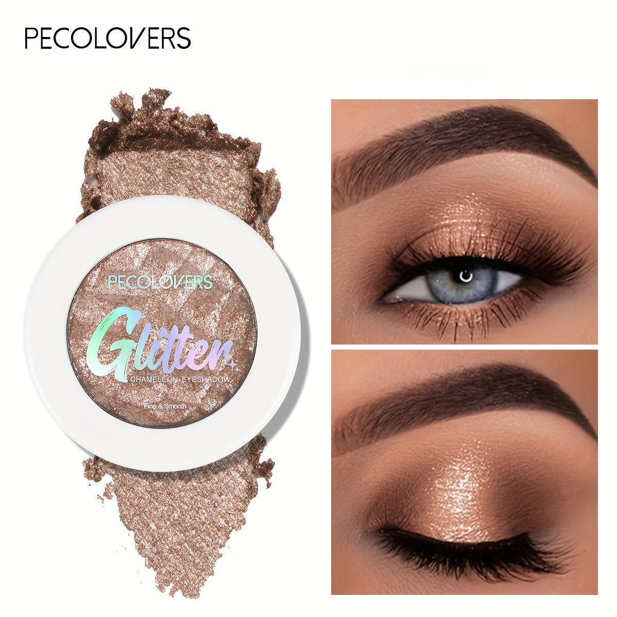 Women Sparkling Metallic Eyeshadow Nude to Gold Shimmer Glitter
