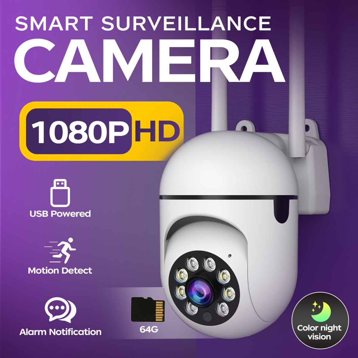 1080P Ultra HD Wi-Fi Security Camera with Pan Tilt Night Vision Two-Way Audio Indoor Outdoor