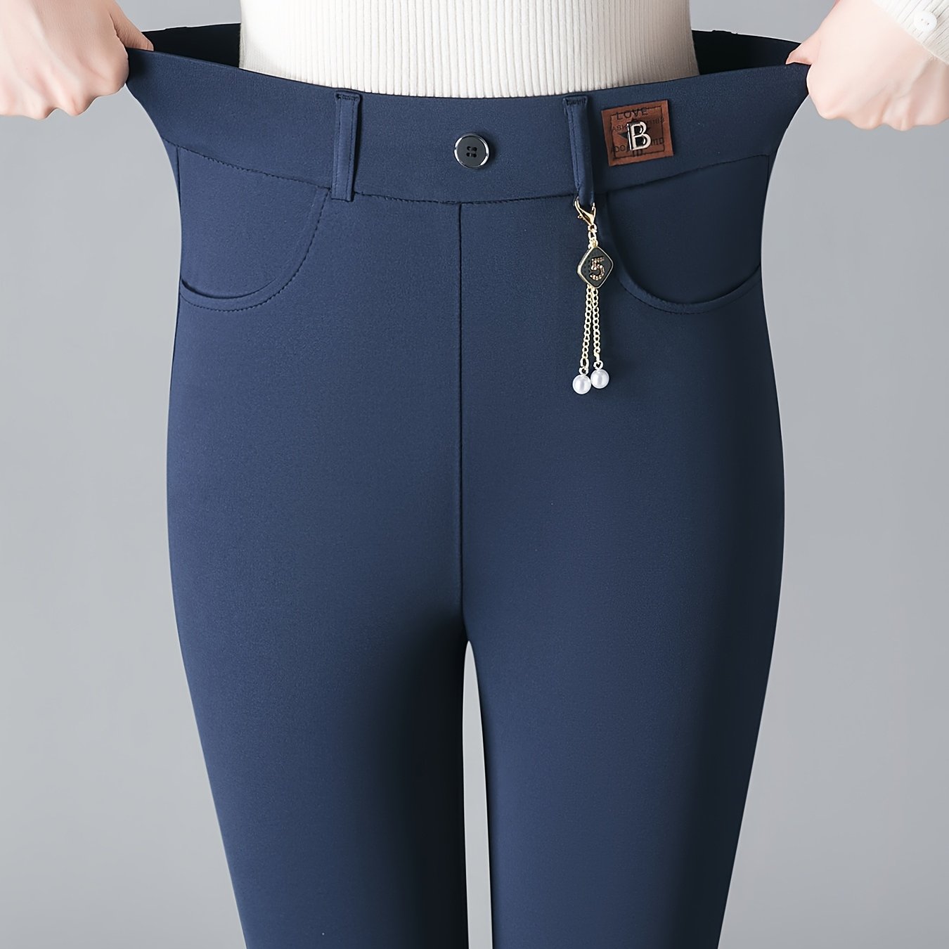 Women's Black High-Waist Stretchy Pencil Leggings Slim Fit Elastic Waist Plus Size