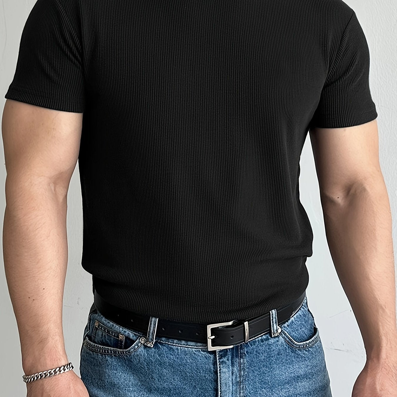Camiseta deportiva elástica transpirable para hombre, ideal para correr y hacer ejercicio, de manga corta